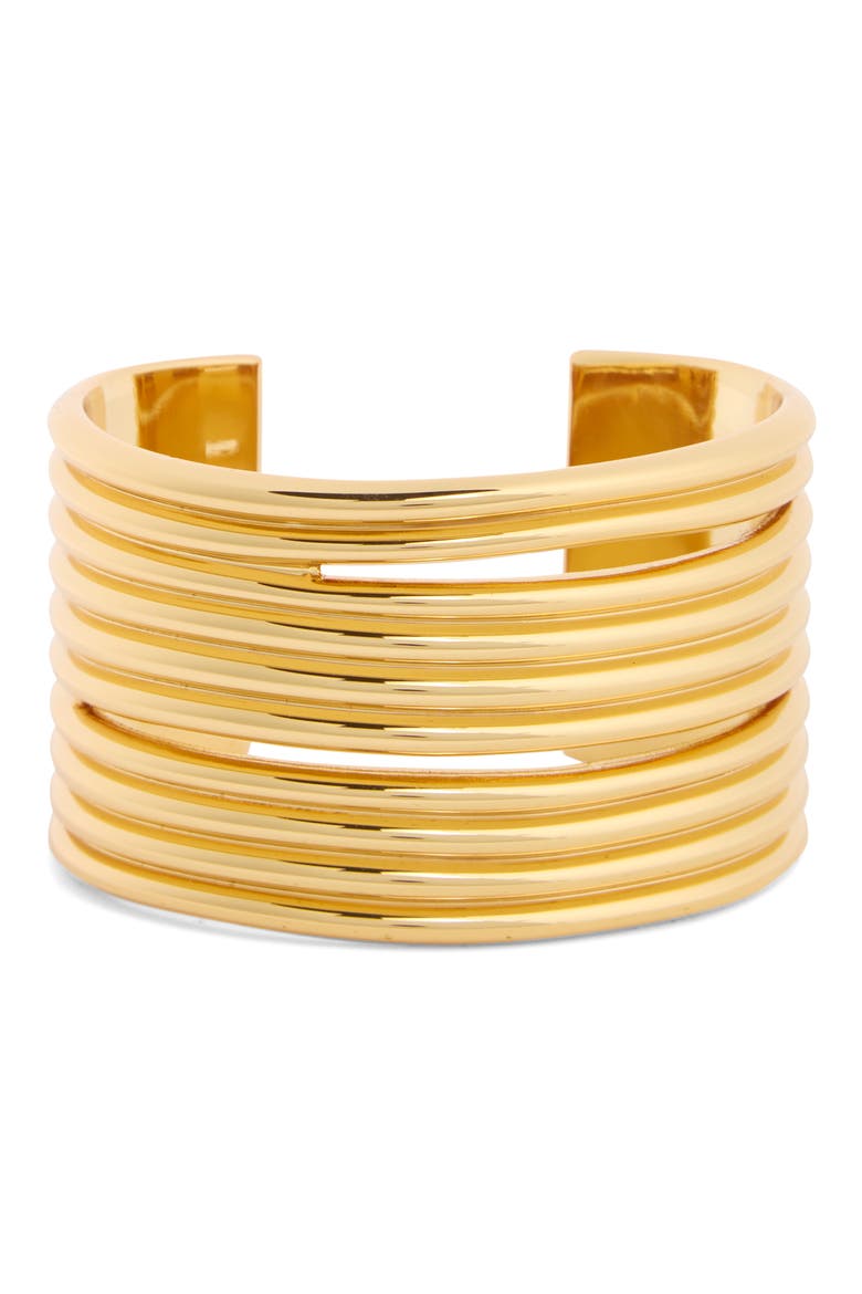 Cutout Ribbed Cuff Bracelet, Main, color, ANTIQUE GOLD