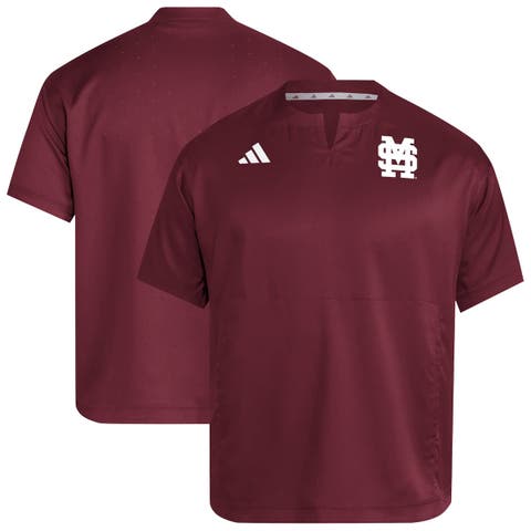 Men's adidas  Maroon Mississippi State Bulldogs Dugout Coaches Adizero Notch Neck Pullover Top