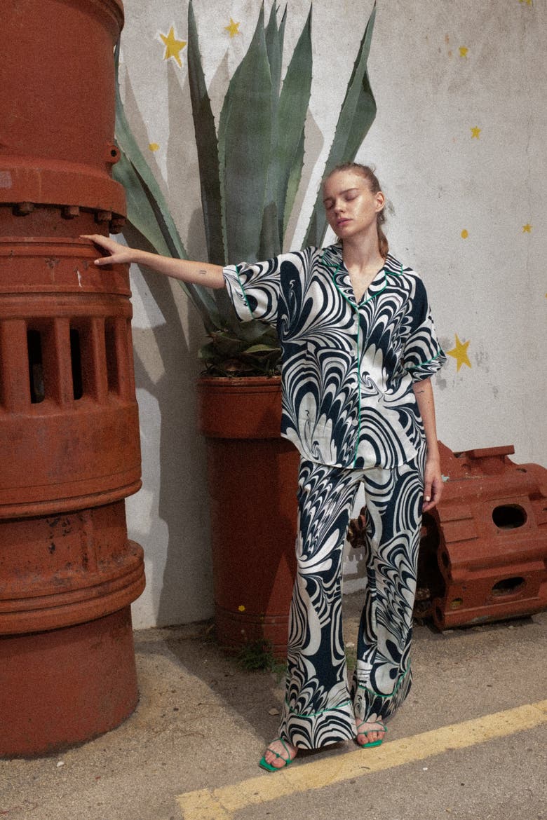 Dream Button-Up Printed Camp Shirt, Alternate, color, Nuva Black