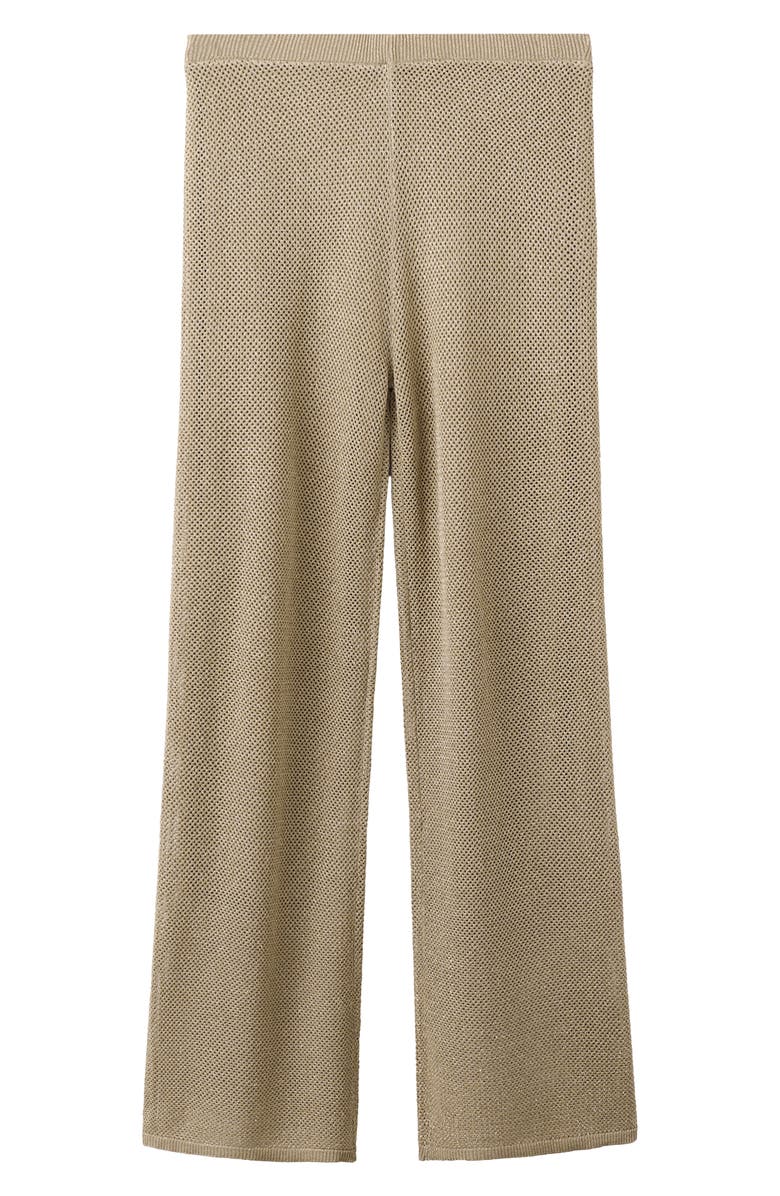 MANGO Metallic Pull-On Straight Leg Knit Pants, Alternate, color, Gold