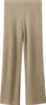 MANGO Metallic Pull-On Straight Leg Knit Pants