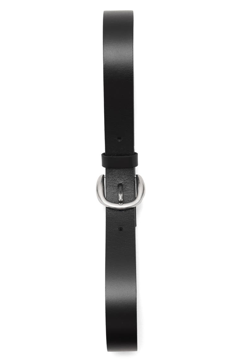 Round Buckle Leather Belt, Main, color, BLACK