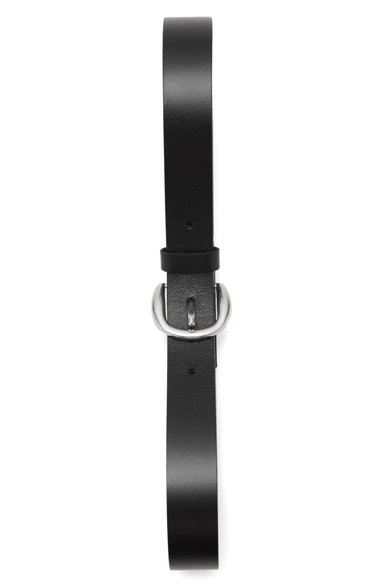 MANGO Round Buckle Leather Belt, Main, color, Black