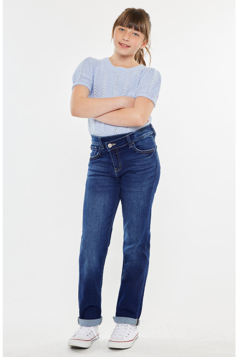 Milly Mid Rise Straight Jeans, Alternate, color, Dark Wash