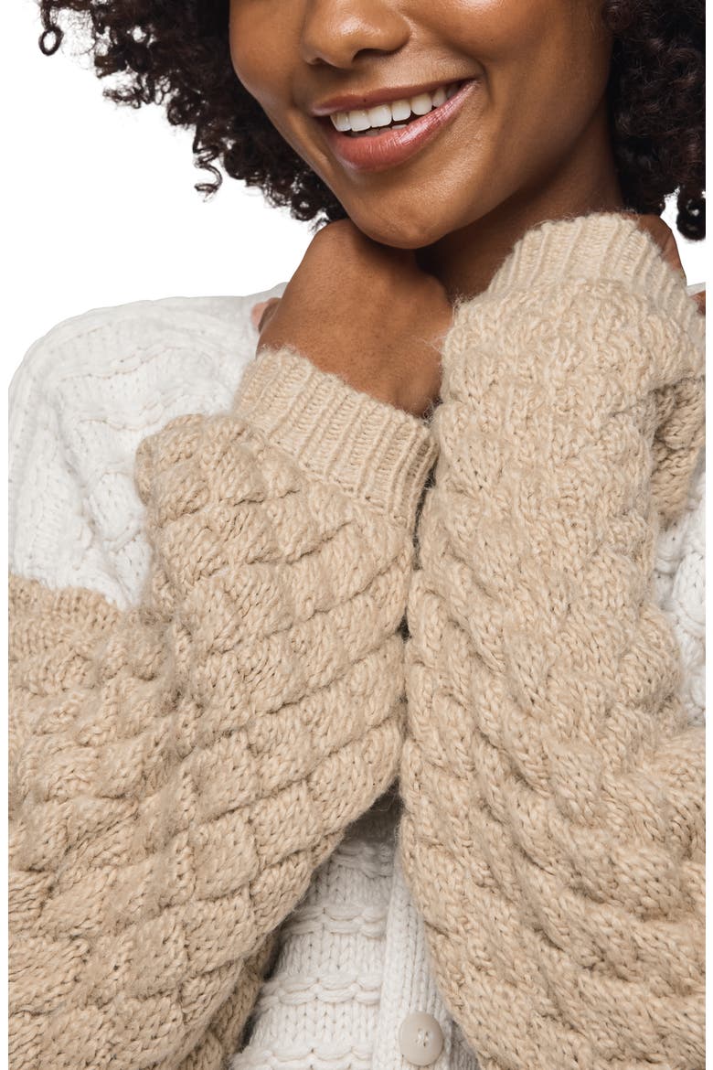 Maria Bobble Cardigan, Alternate, color, PALE OAK IVORY/ LIGHT CEDAR