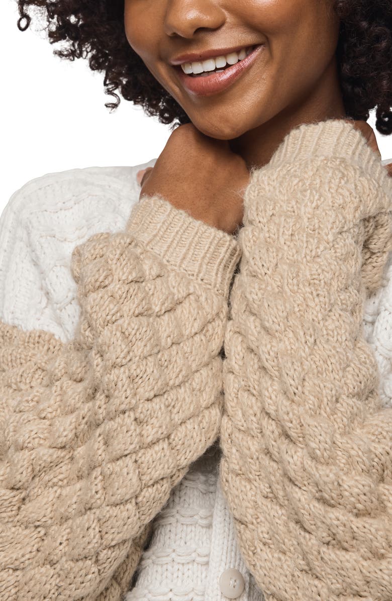 Splendid Maria Bobble Cardigan, Alternate, color, Pale Oak Ivory/ Light Cedar