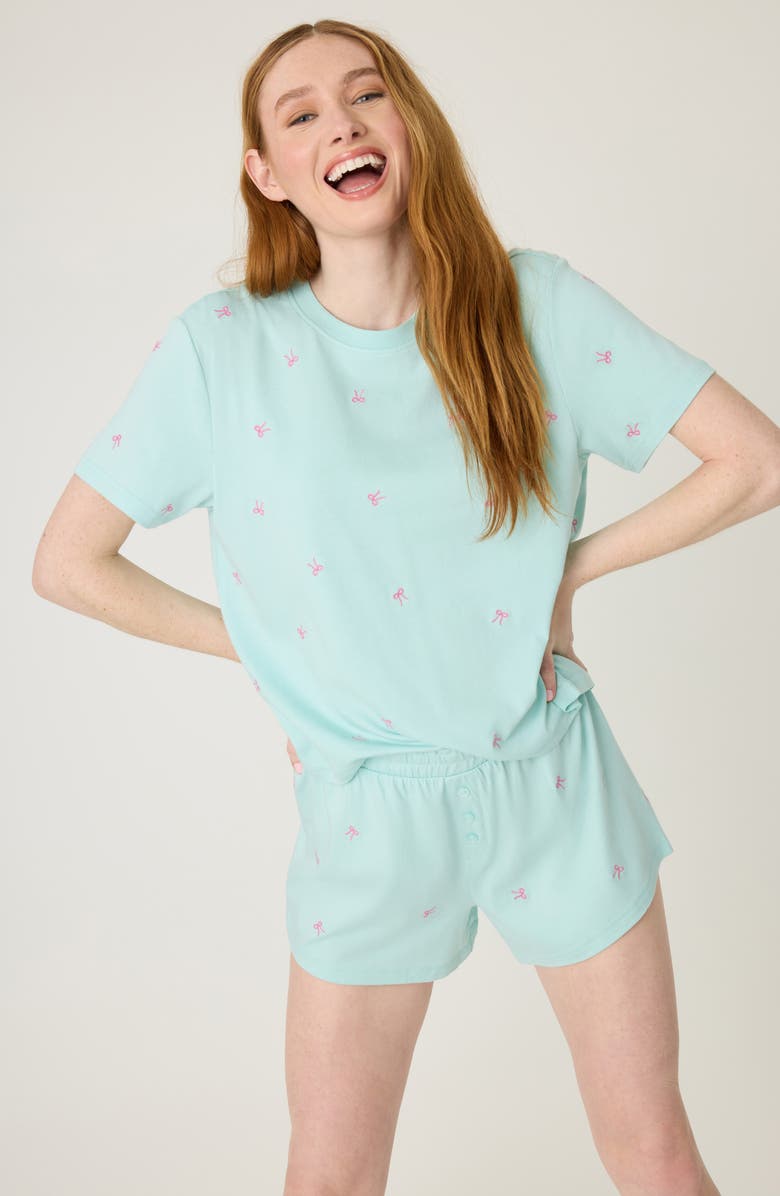 PJ Salvage Pretty Punch Double Brushed Pointelle Short Pajamas, Alternate, color, Light Mint