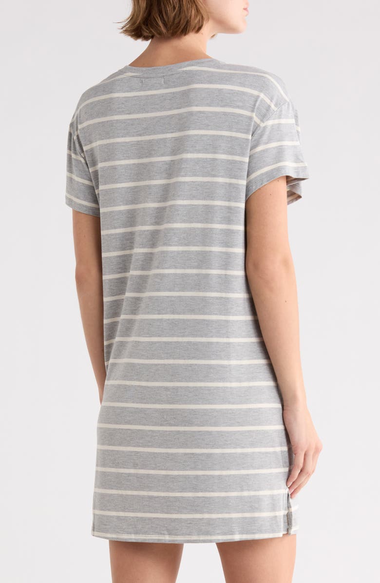NORDSTROM RACK Tranquility Short Sleeve Nightshirt, Alternate, color, Grey Htr- Ivory Horizon Stripe