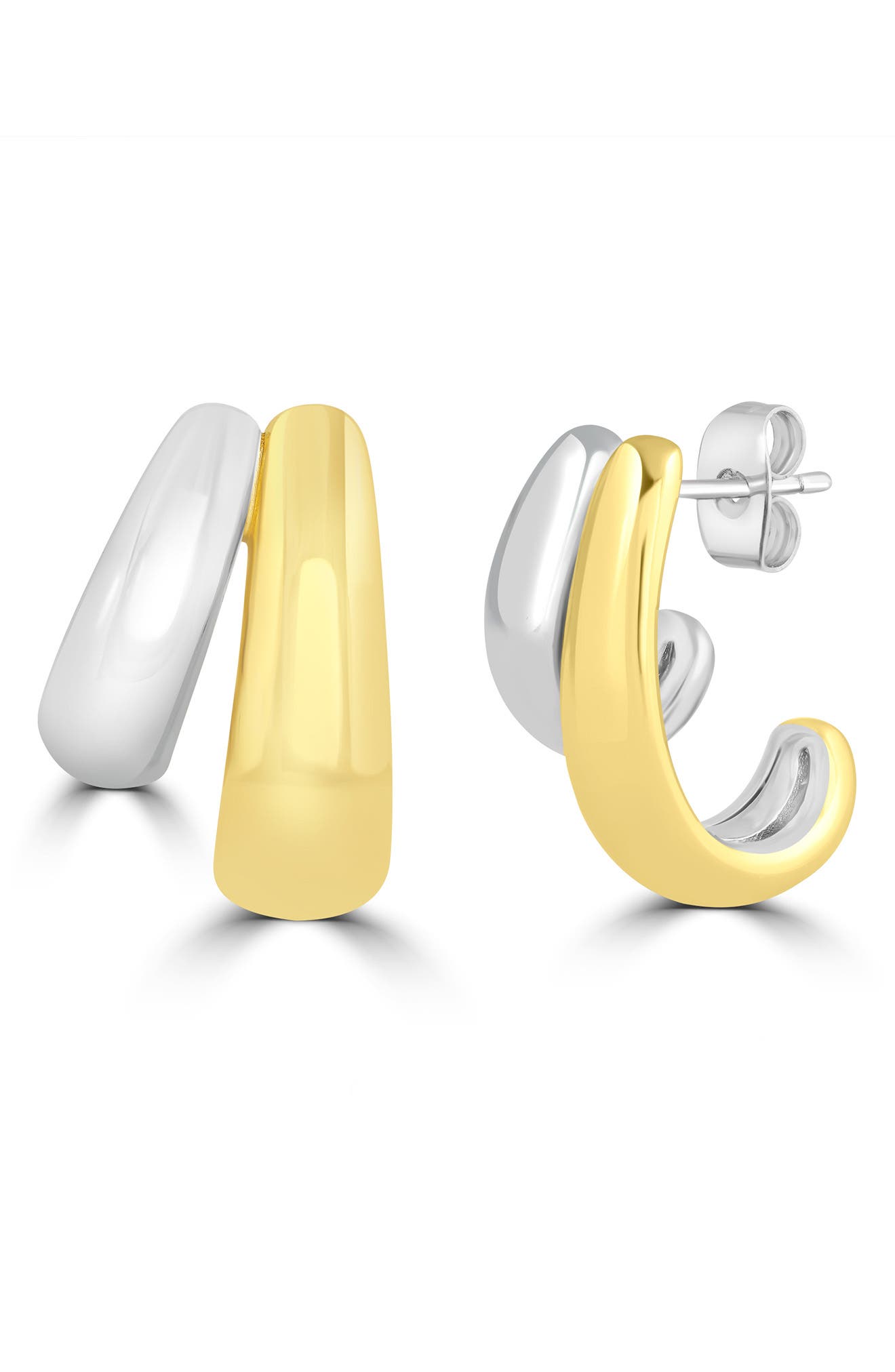 Two-Tone Double Hoop Earrings