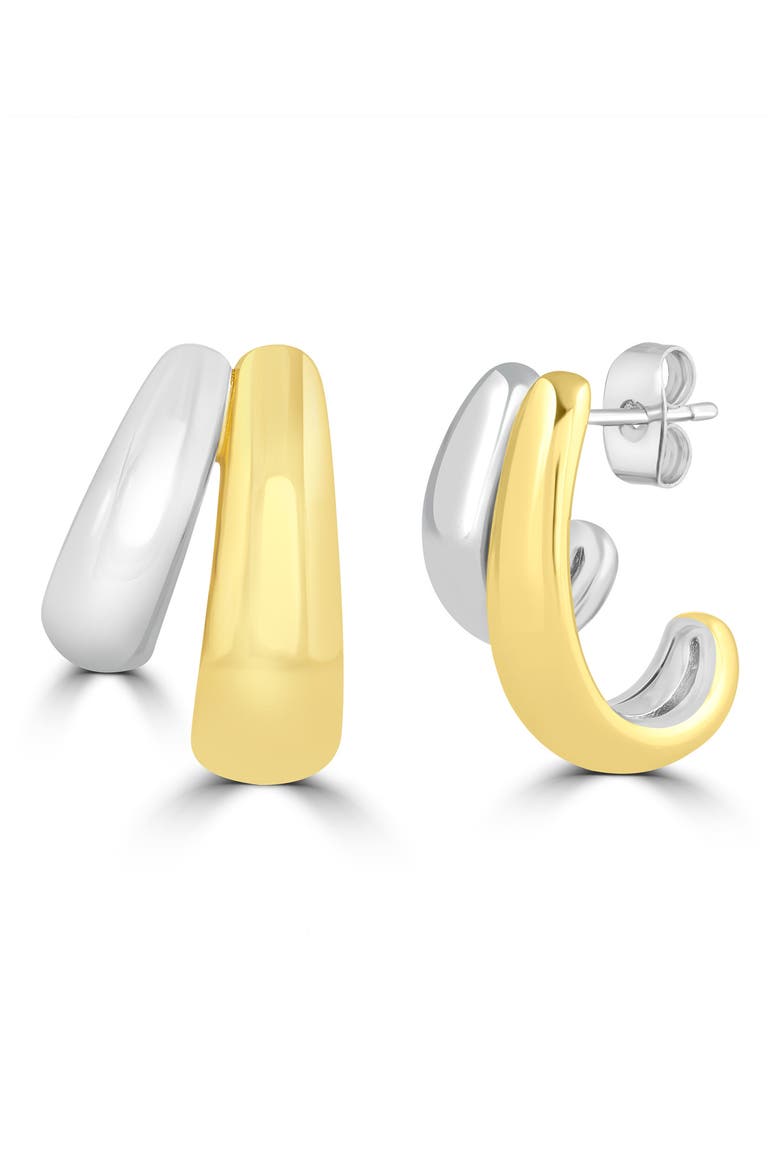 Two-Tone Double Hoop Earrings, Main, color, TWO-TONE