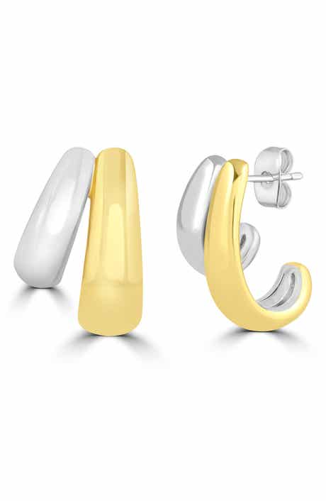 Two-Tone Double Hoop Earrings