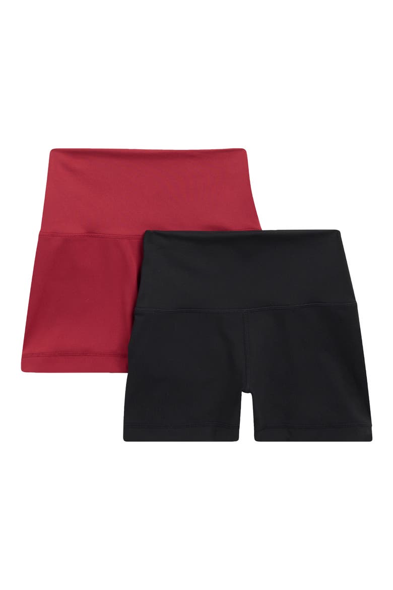 2-Pack Lux Everyday Elastic-Free High Waist Bike Shorts, Main, color, TIBETAN RED/BLACK