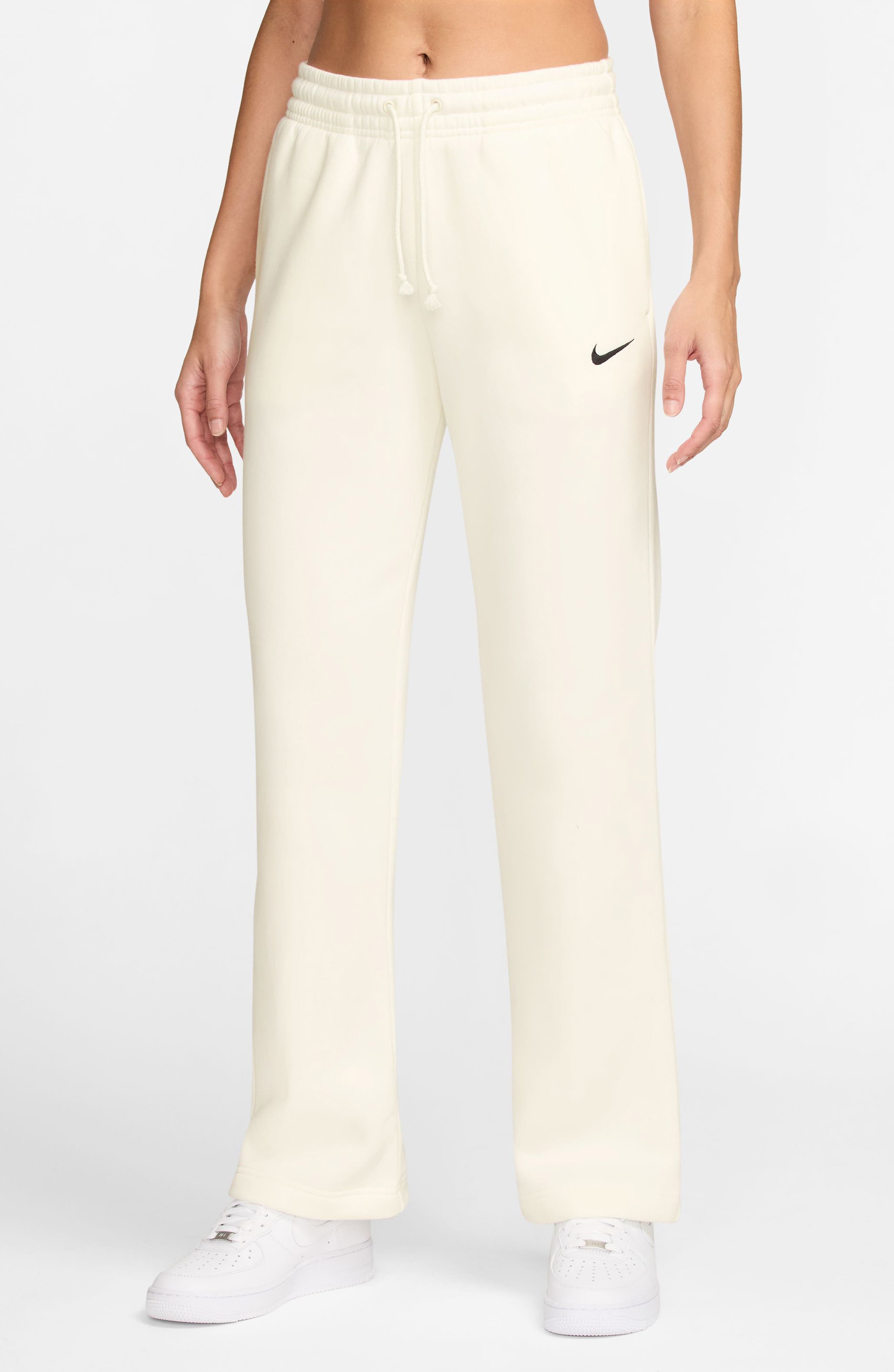 white fitted joggers