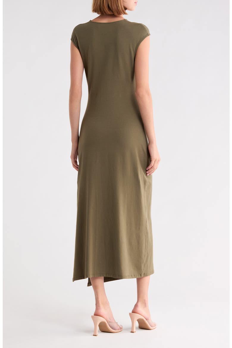 Pleated Cap Sleeve Midi Dress, Alternate, color, KALAMATA