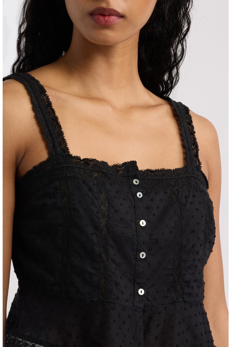 Vietta Swiss Dot Peplum Top, Alternate, color, BLACK
