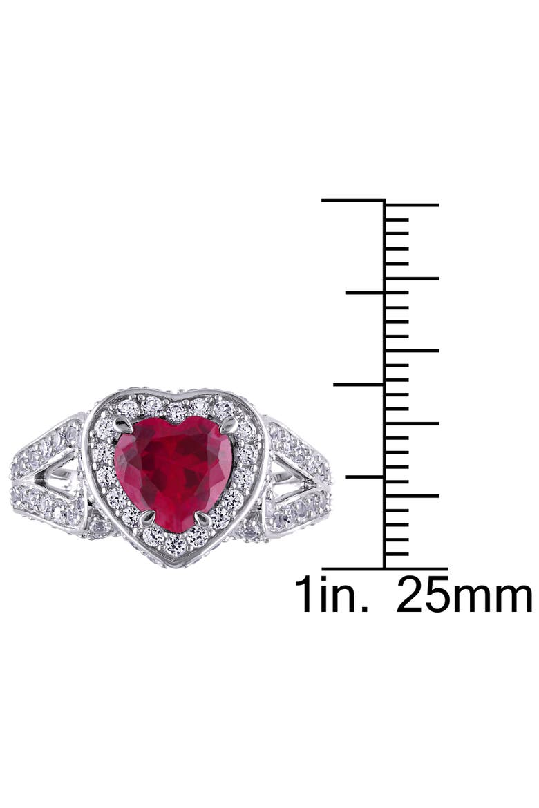Created Ruby & White Sapphire Heart Ring, Alternate, color, Lab-Created Ruby