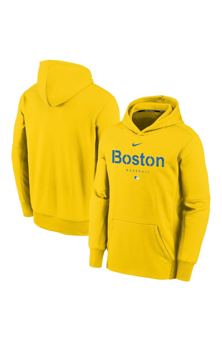 Nike Youth Nike Yellow Boston Red Sox City Connect Performance Pullover Hoodie, Main, color, 