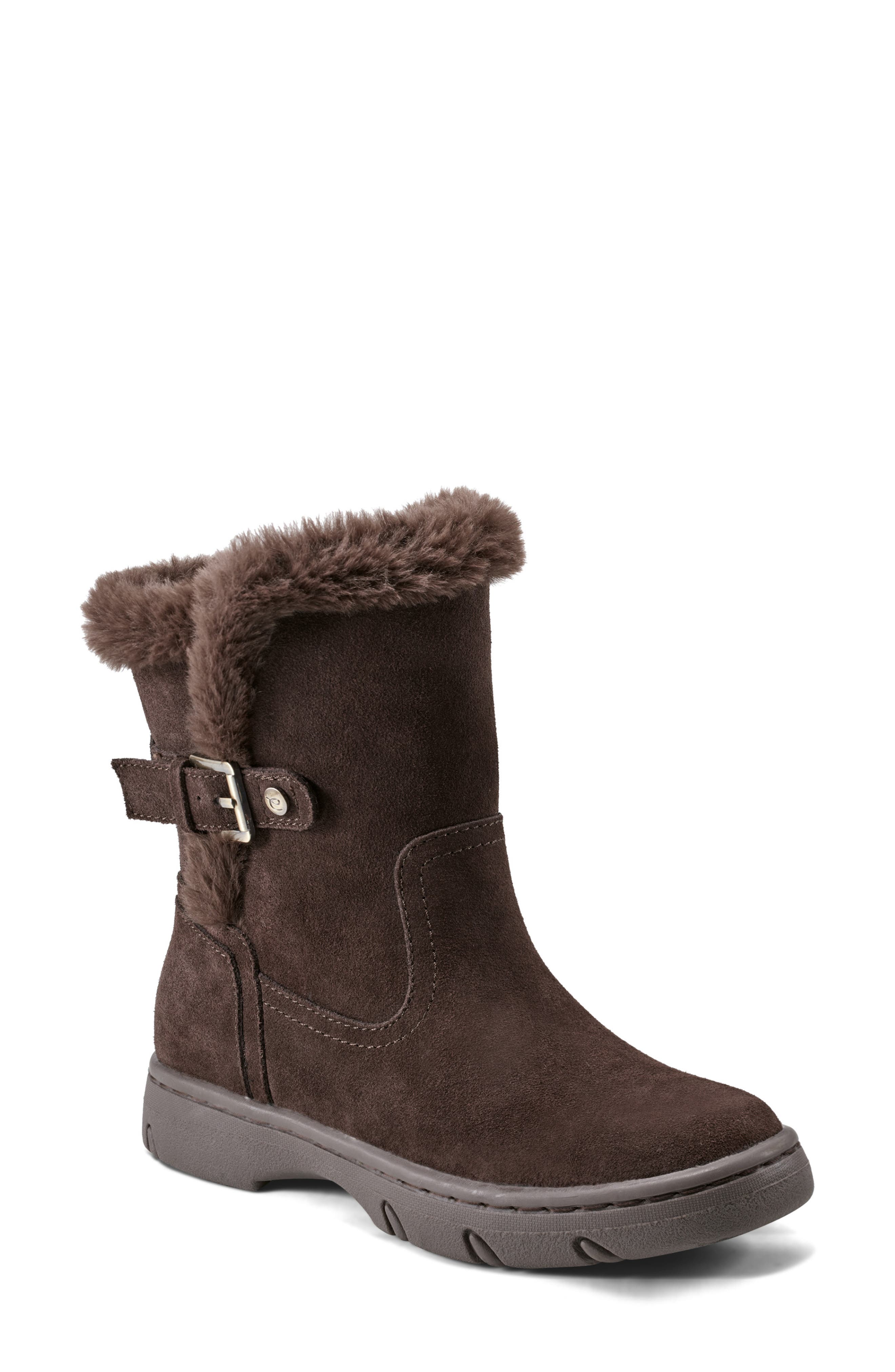 Easy Spirit Graye Faux Shearling Boot in Dark Brown 