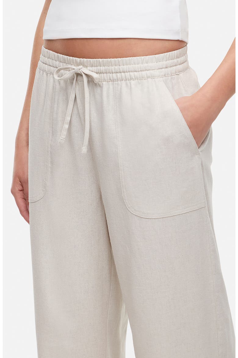 Drawstring Linen Blend Ankle Wide Leg Pants, Alternate, color, PUMICE STONE