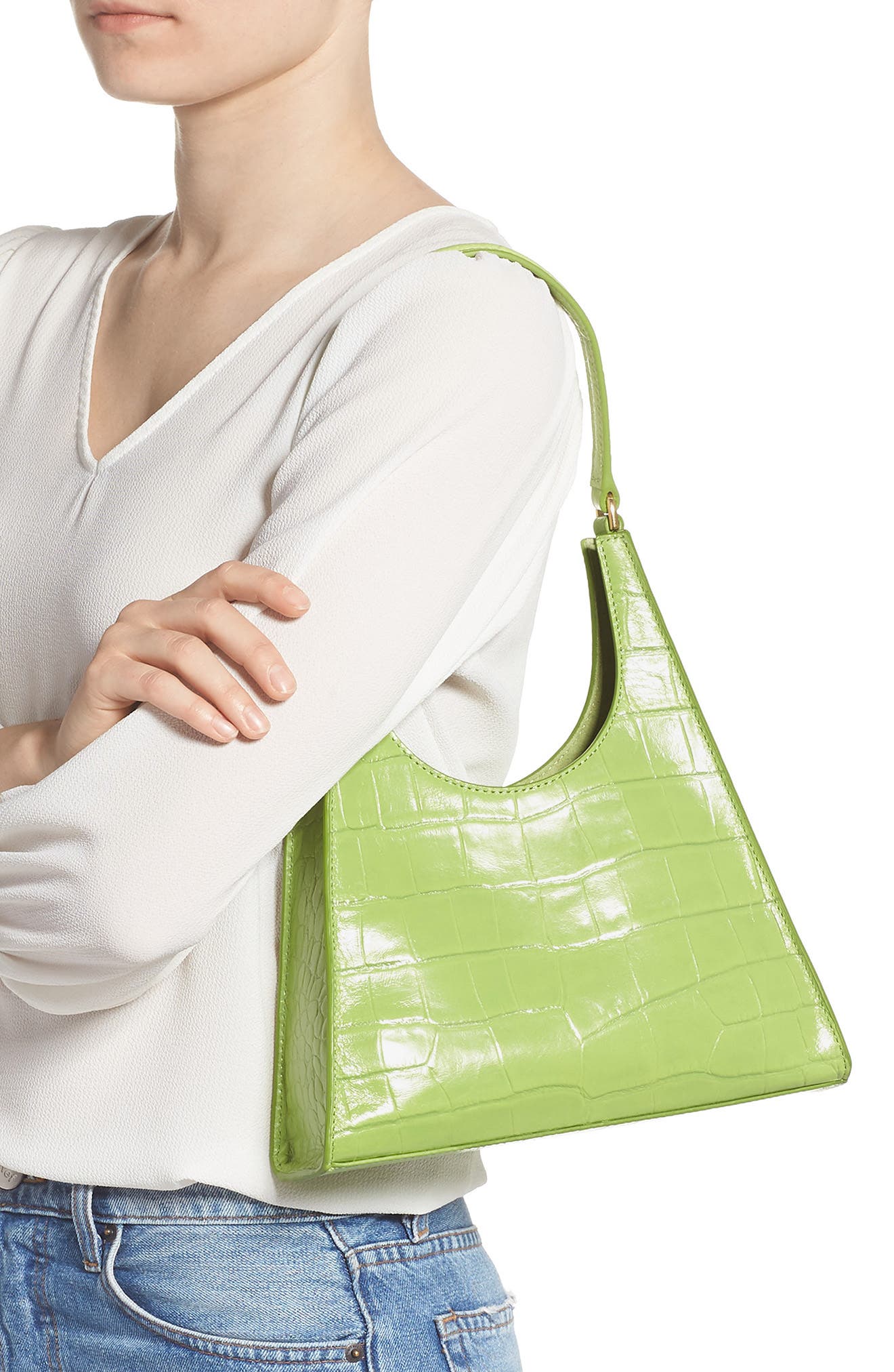 Small Rey Leather Shoulder Bag, Alternate, color, PISTACHIO