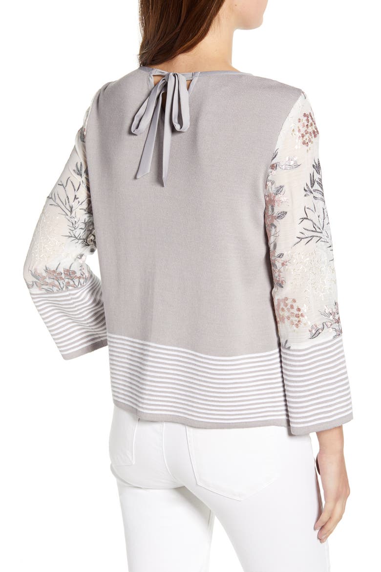 Floral Embroidery Knit Top, Alternate, color, WT/ STRELG/ SUGAR