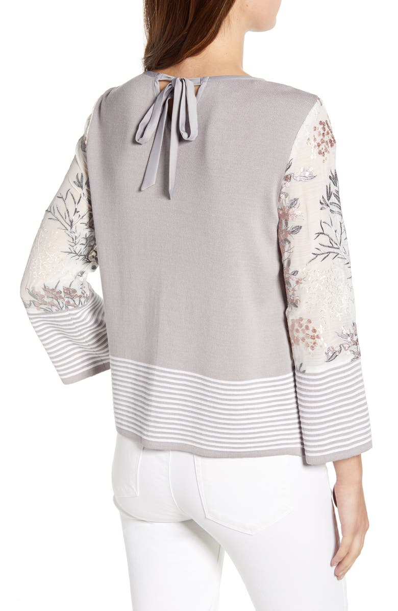 Ming Wang Floral Embroidery Knit Top, Alternate, color,
