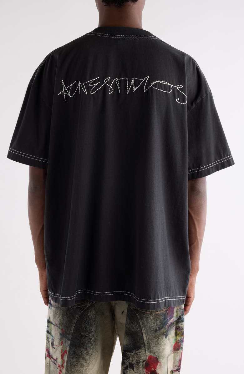 Acne Studios Eresa U Autograph Logo Embroidered T-Shirt, Alternate, color, Faded Black