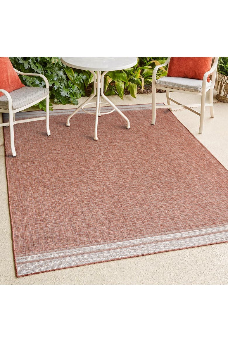 Alda Modern Minimalist Mingled Solid Indoor/Outdoor Area Rug, Alternate, color, Salmon/Cream