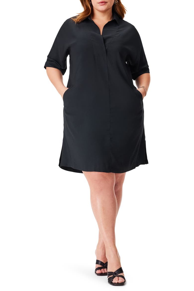 Polished Shirtdress, Main, color, BLACK ONYX