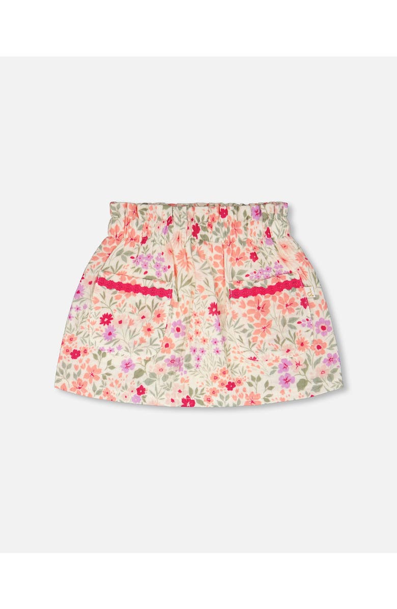 Deux par Deux Muslin Flared Printed Flowers Skort, Main, color, Off White Printed Flowers