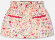 Deux par Deux Muslin Flared Printed Flowers Skort