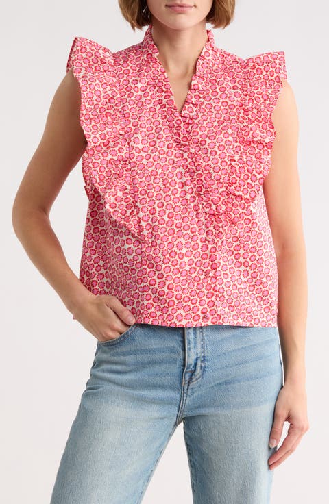 Taya Ruffle Cap Sleeve Cotton Top