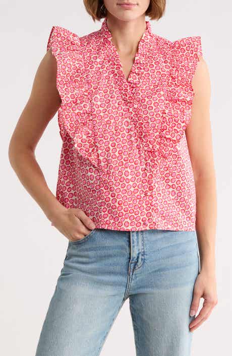 FRNCH Taya Ruffle Cap Sleeve Cotton Top