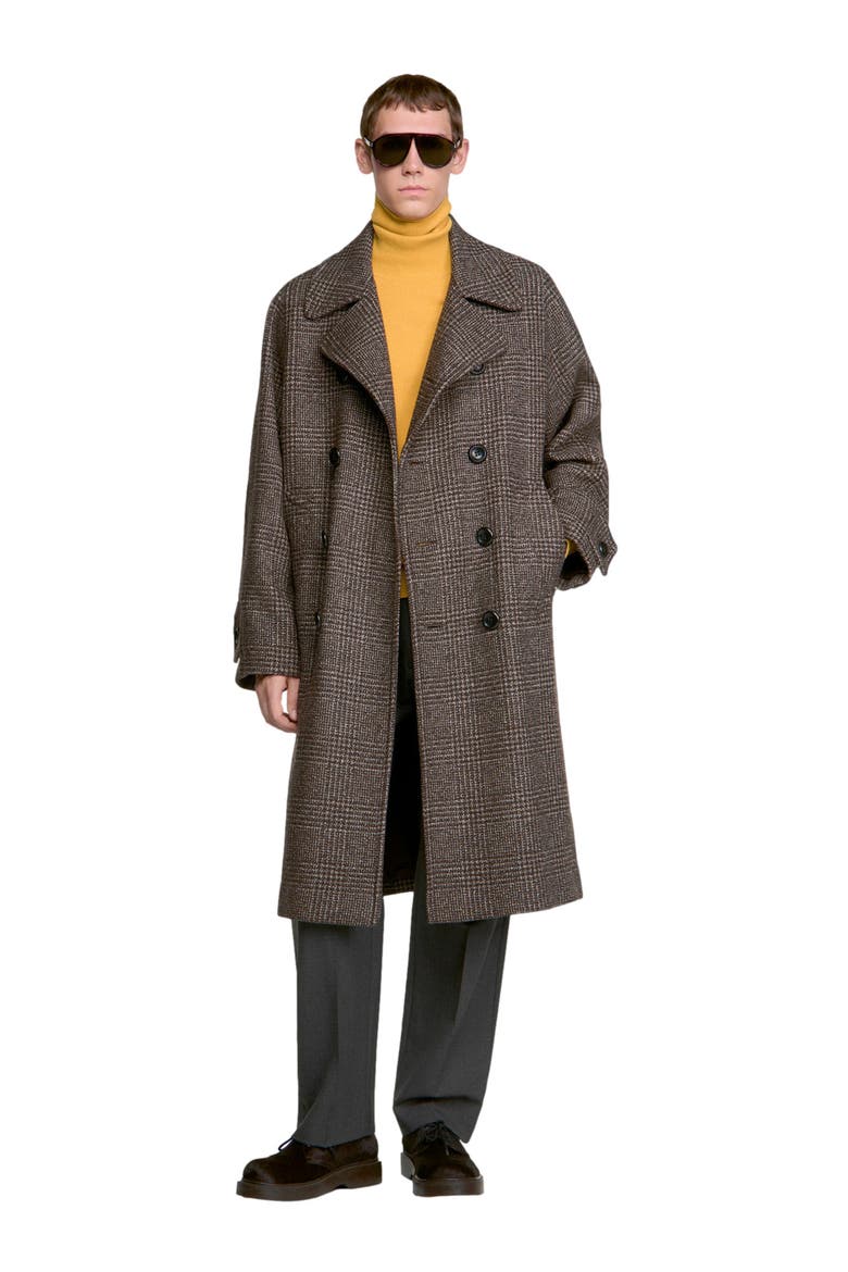 Check wool coat, Alternate, color, Brown