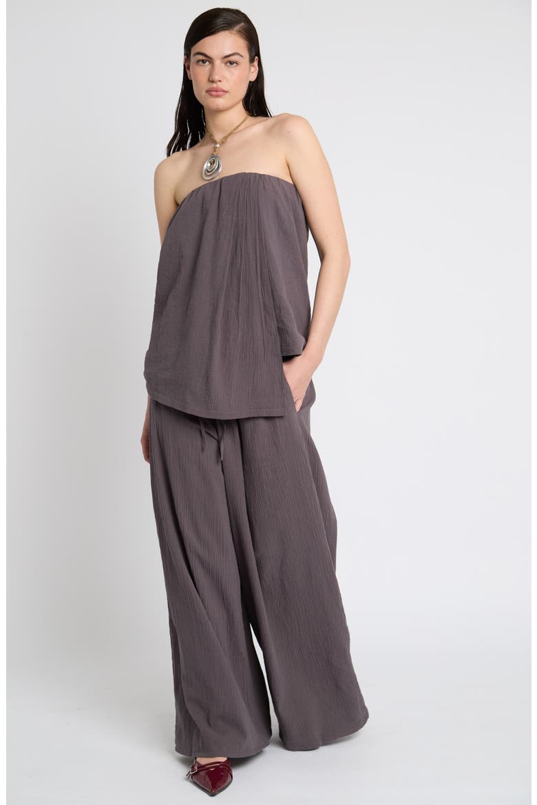 Crinkled Wide Leg Trousers, Alternate, color, GREY