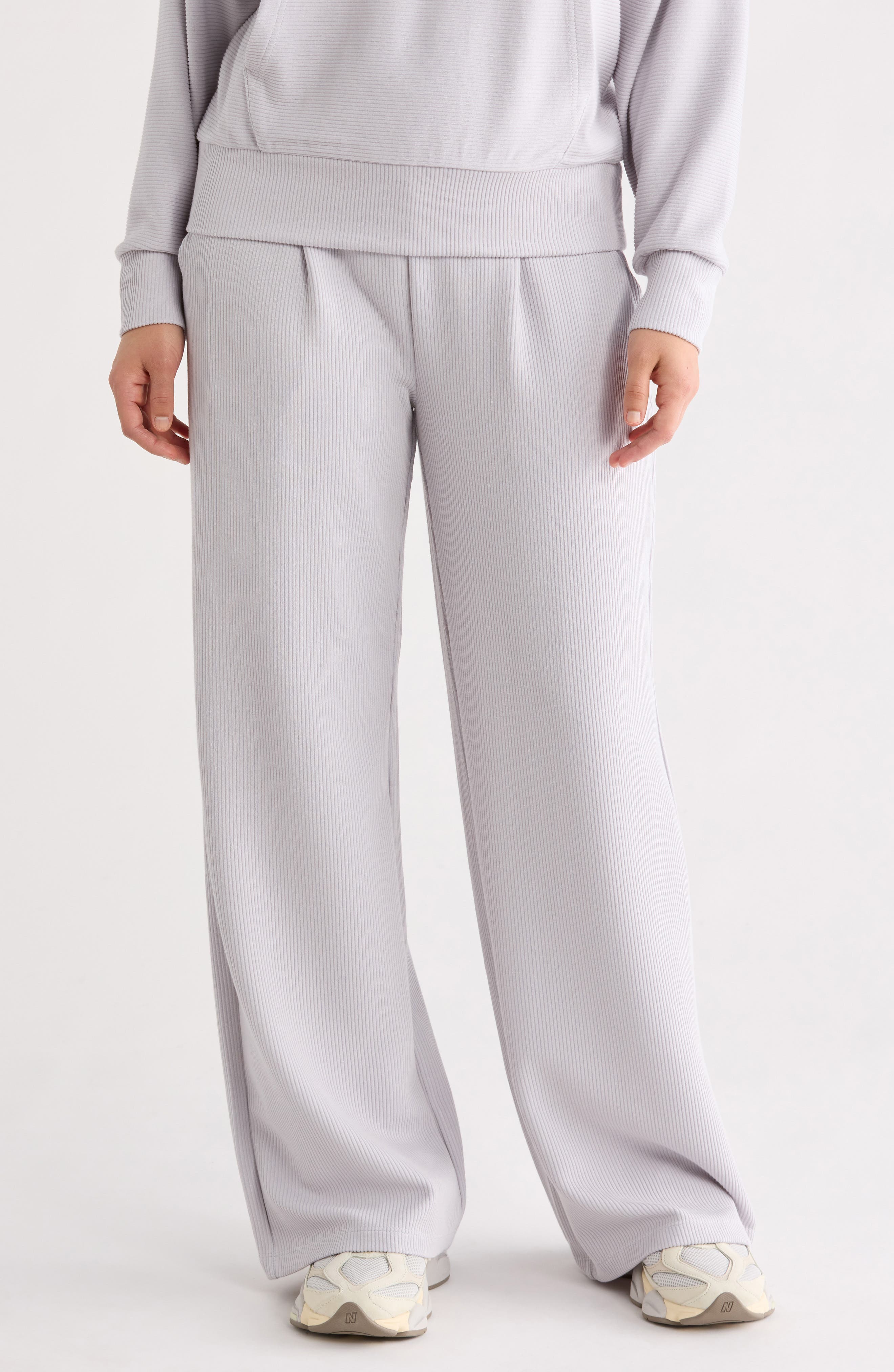 90 DEGREE BY REFLEX Ribbed Scuba Wide Leg Pants