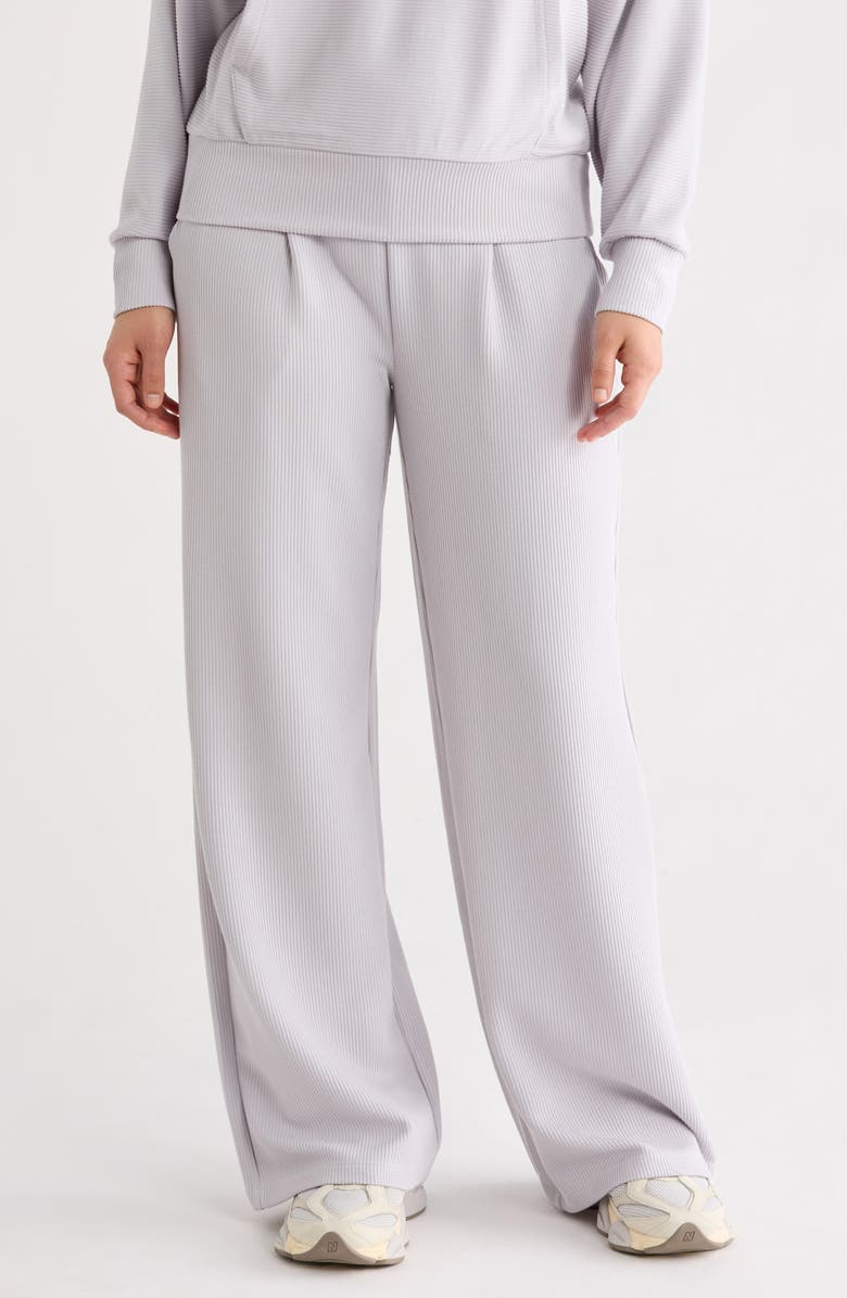 90 DEGREE BY REFLEX Ribbed Scuba Wide Leg Pants, Main, color, Lunar Dust