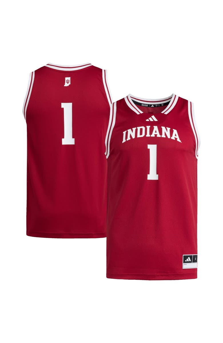 adidas Men's adidas #1 Crimson Indiana Hoosiers Replica Swingman Jersey, Main, color, Crimson