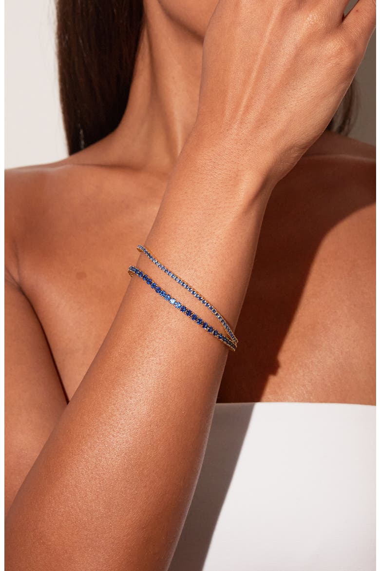 Lab Grown Blue Sapphire Tennis Bracelet - 3ct, Main, color, Yellow Gold Vermeil