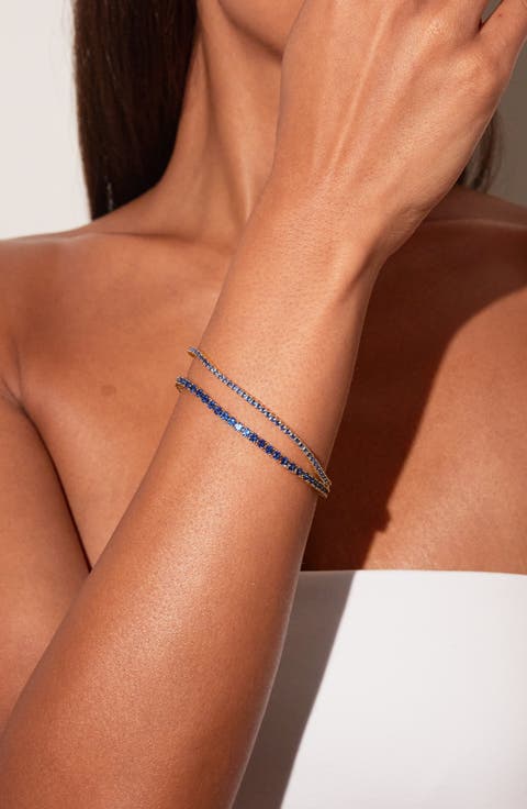 Lab Grown Blue Sapphire Tennis Bracelet - 3ct