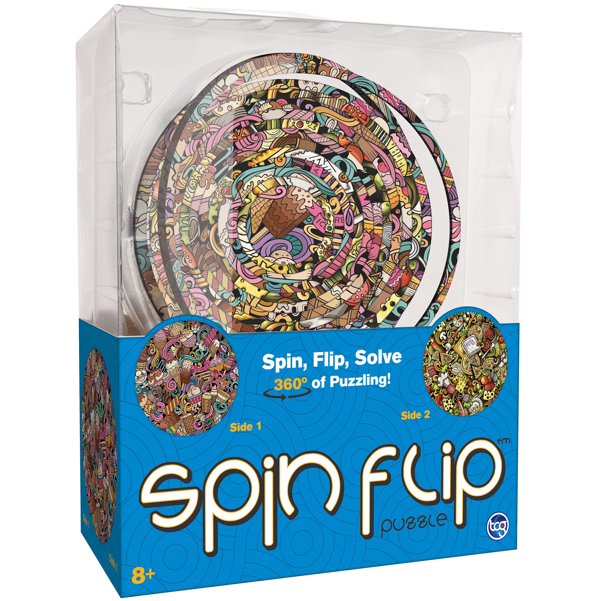 Spin Flip Puzzle Ice Cream & Pizza 2In1 Doublesided Puzzle in Multicolored 