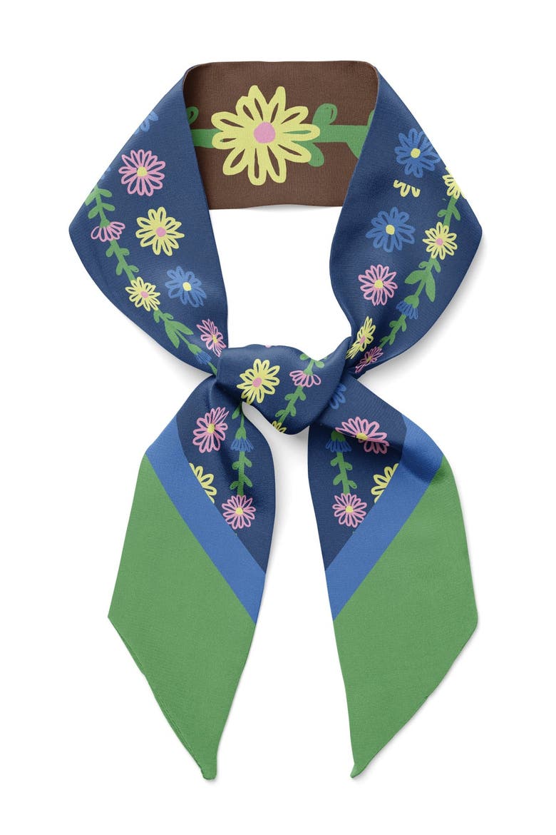 Tiny Flowers Twilly Ribbon Scarf, Alternate, color, Multicolor