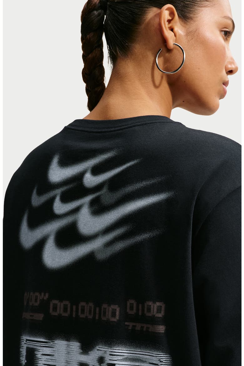 Sportswear Airbrushed Graphic Long Sleeve T-Shirt, Alternate, color, BLACK