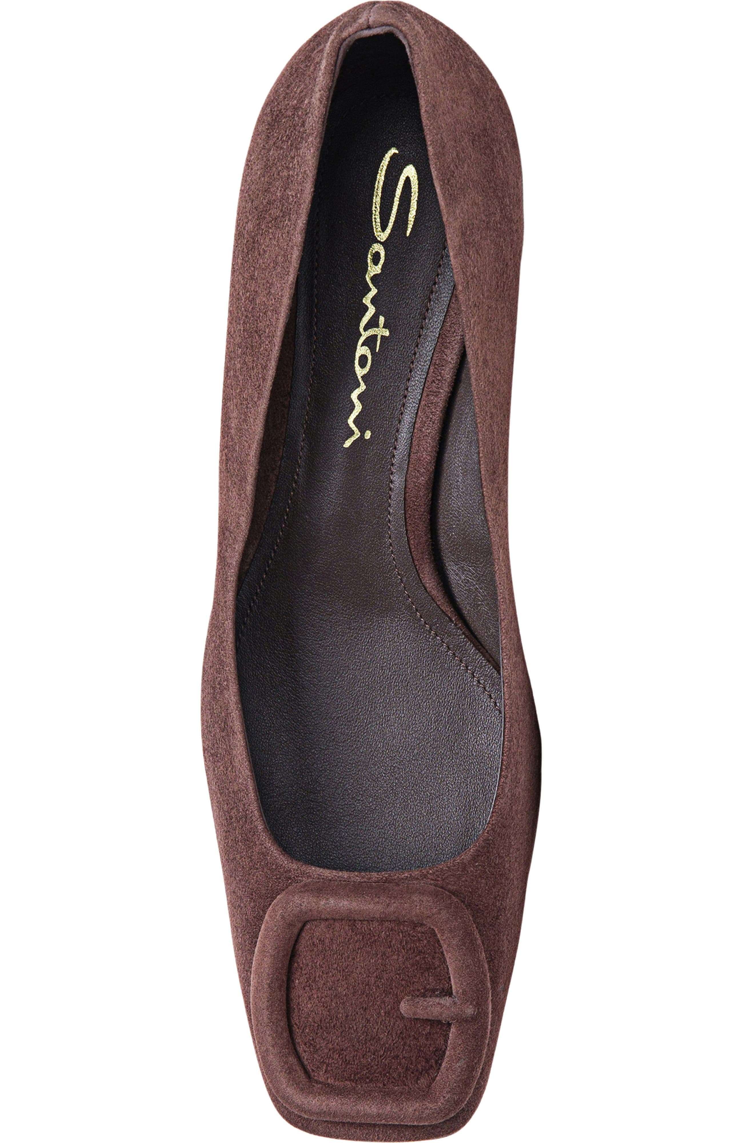 Santoni Suede low-heel pump, Alternate, color, Brown