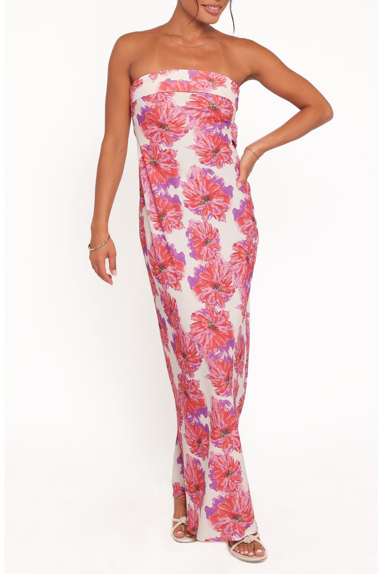 Remmie Print Strapless Maxi Dress, Main, color, PINK FLORAL