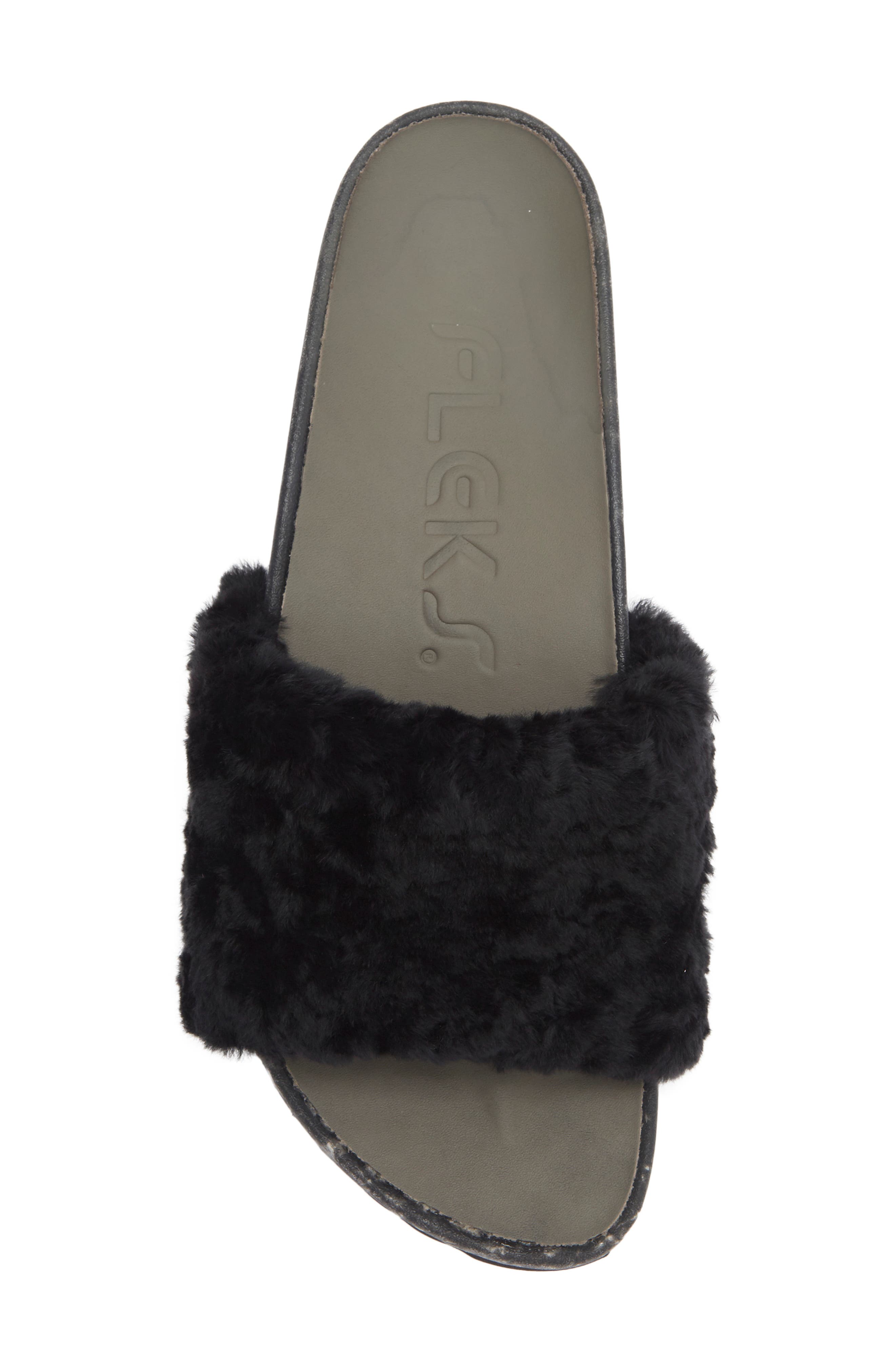 FLEKS San Ysidro Genuine Shearling Slide Sandal, Alternate, color, Raven