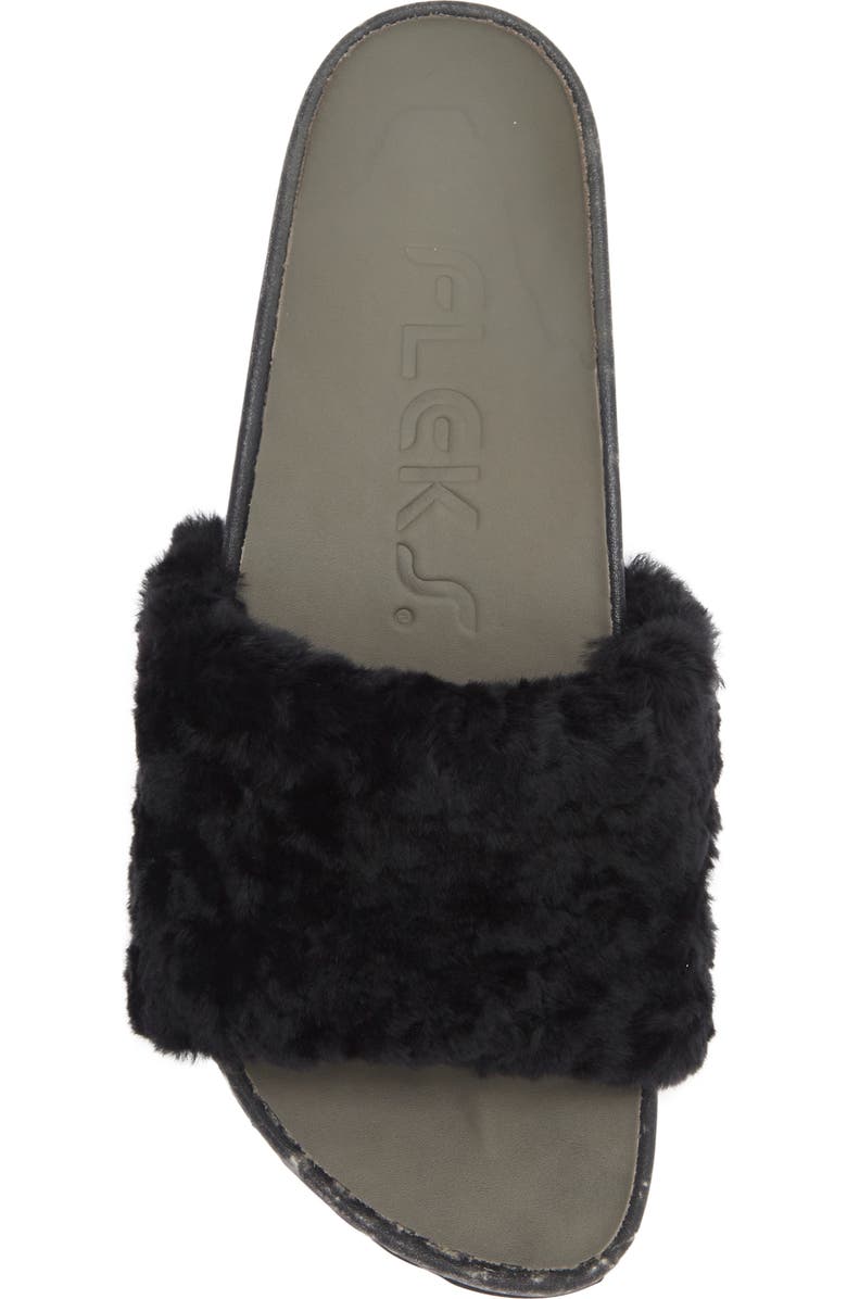 FLEKS San Ysidro Genuine Shearling Slide Sandal, Alternate, color, Raven