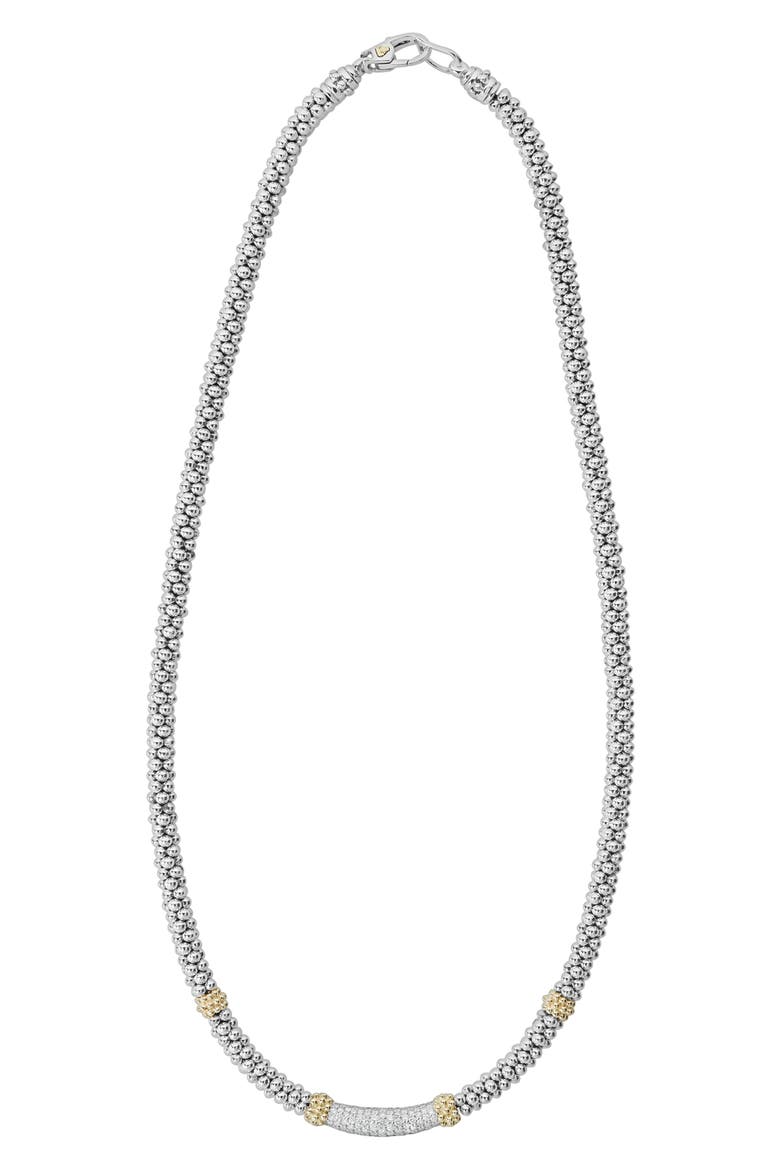 Diamond Luxe Pavé Station 6mm Necklace, Main, color, GOLD/DIAMOND