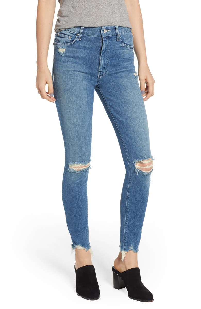 MOTHER The Looker High Waist Fray Ankle Skinny Jeans, Main, color, 