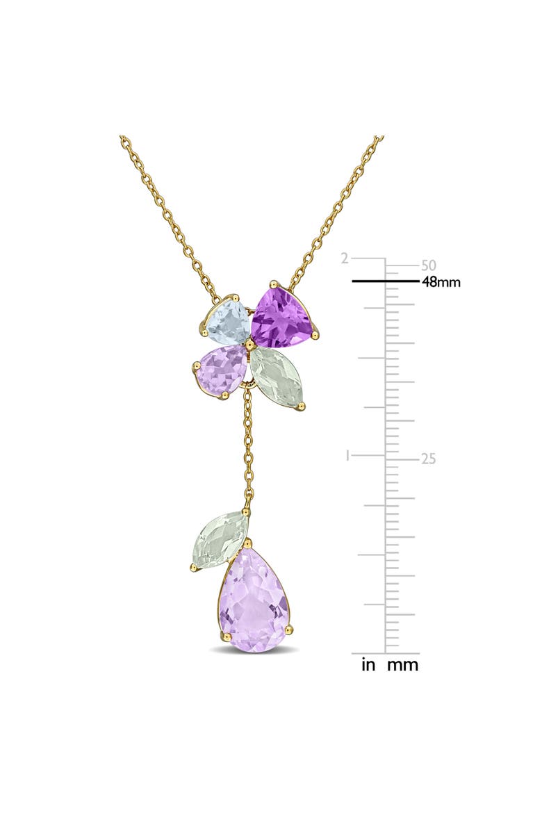Multi-Gem Drop Pendant Necklace Yellow Silver, Alternate, color, Yellow-Plated Sterling Silver